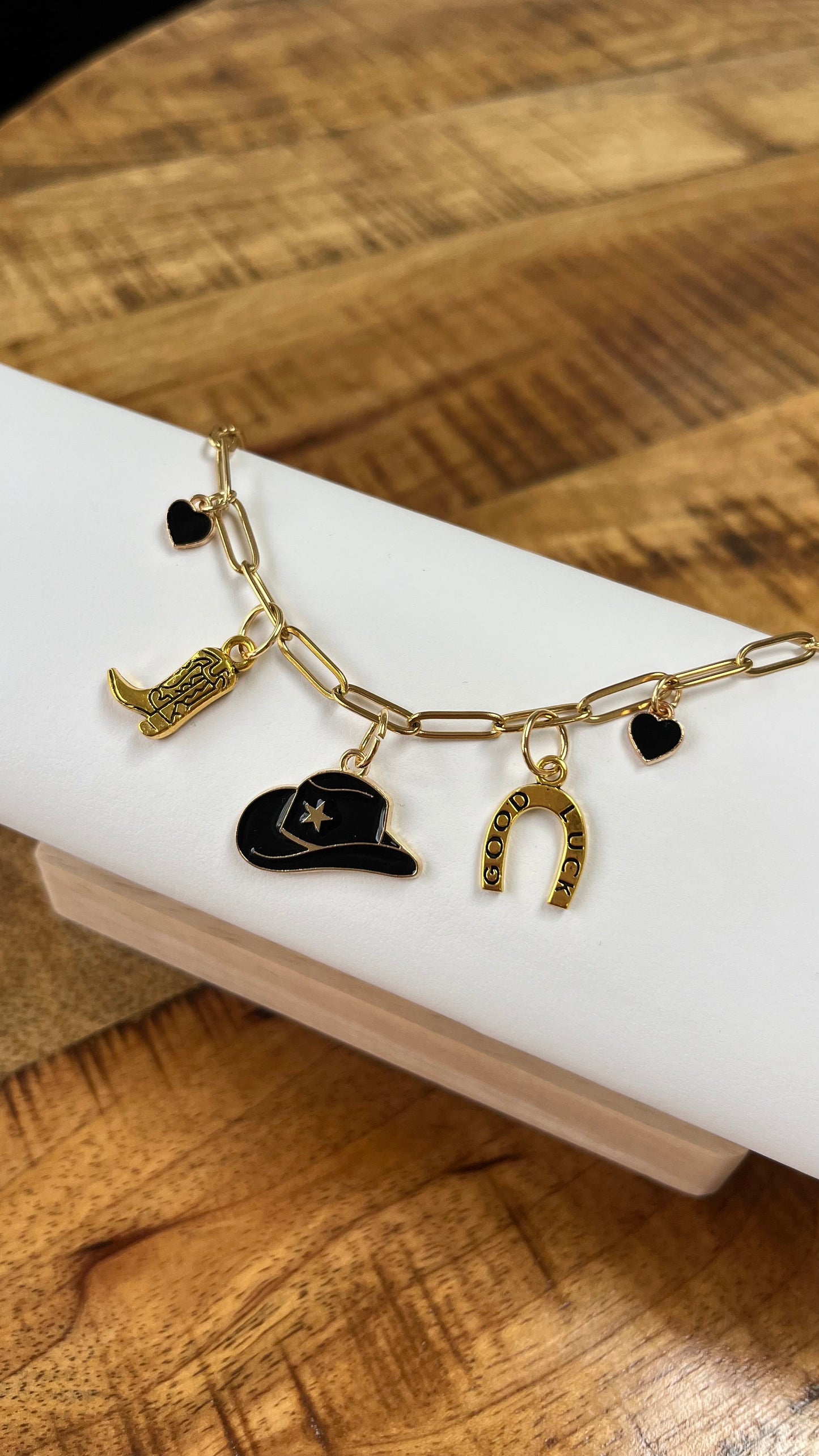 Handmade Black Cowboy Hat Charm Necklace