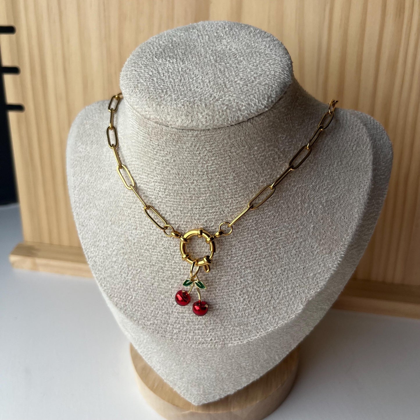 Juicy Cherry Paperclip Necklace