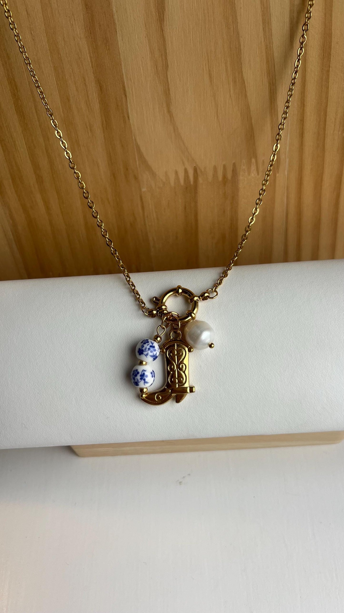 Gold Western Cowboy Boot Necklace