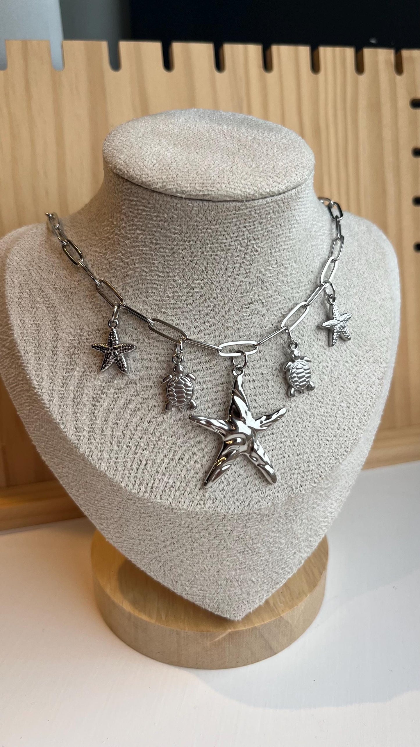 Silver Starfish Turtle Charm Necklace – Seaside Beach Jewellery