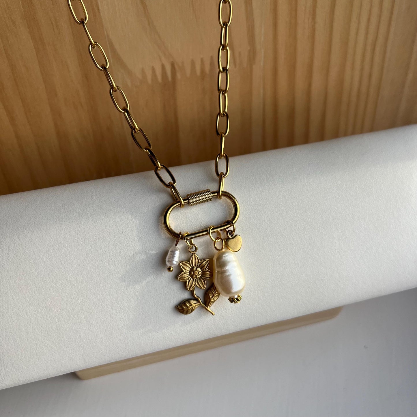 Golden Pear Sunflower Charm Necklace