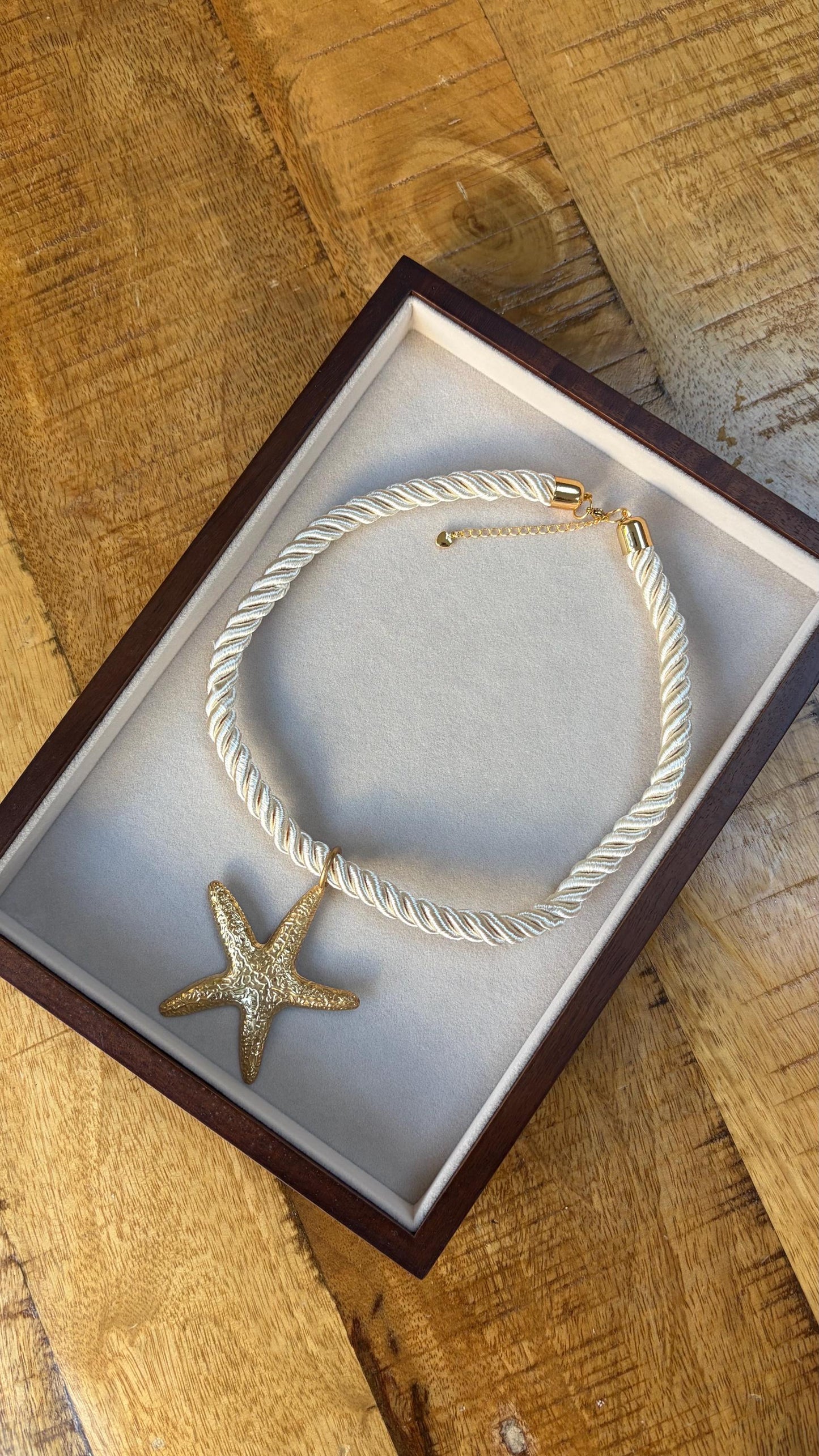 Gold Rope Starfish Charm Necklace