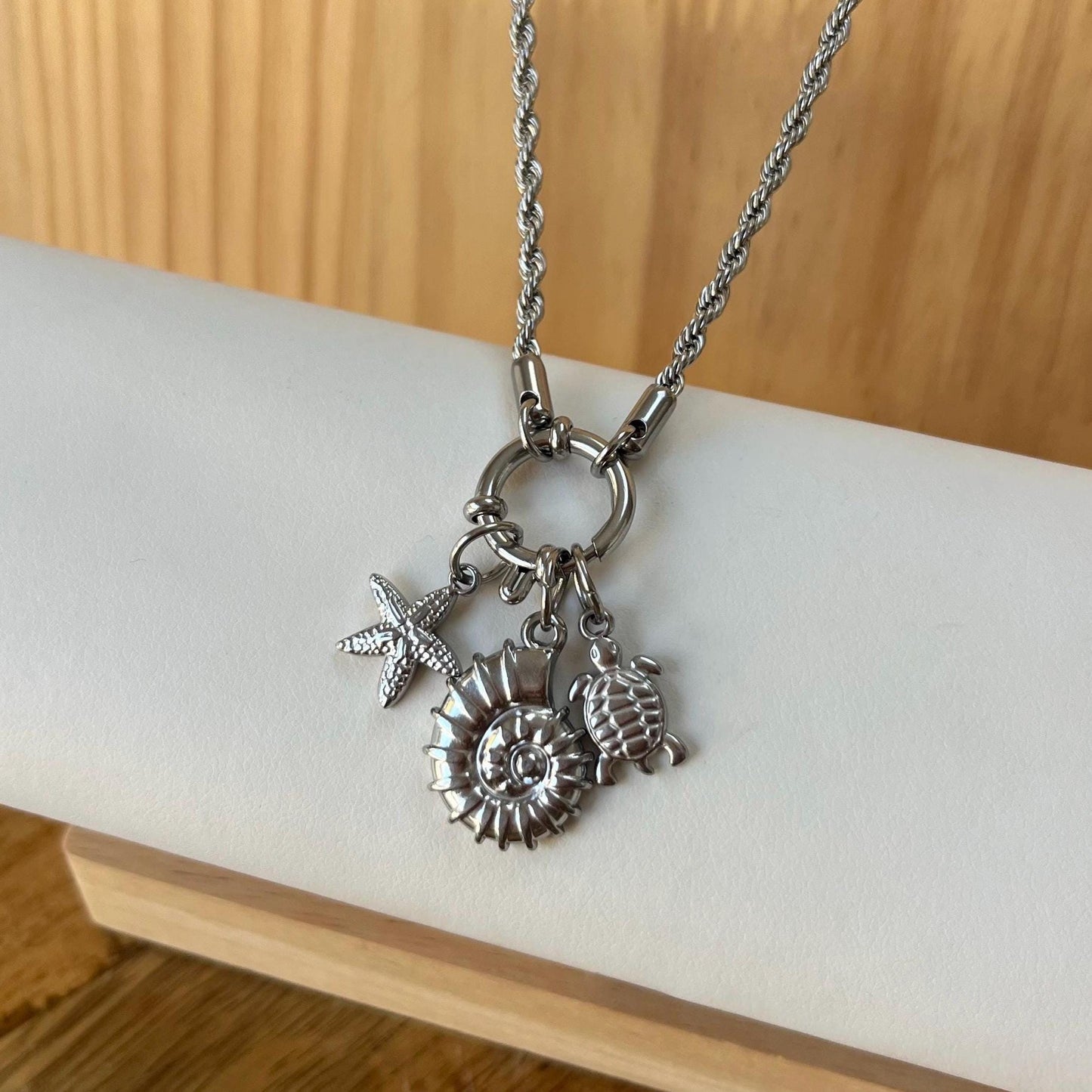 Seashell Turtle Rope Necklace