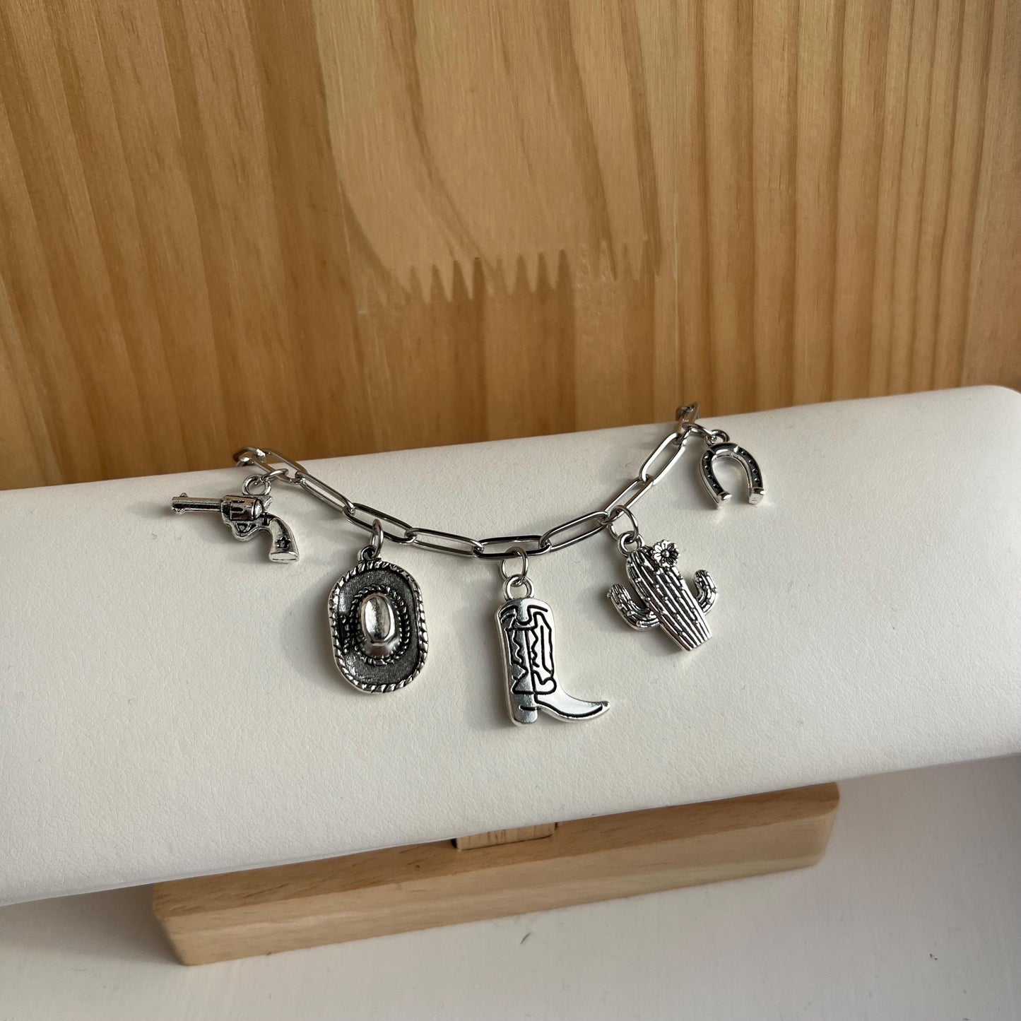 Silver Western Cowboy Charm Necklace