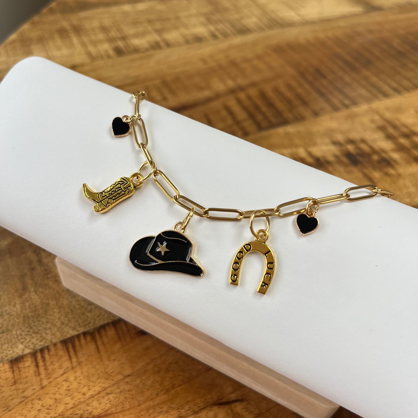 Handmade Black Cowboy Hat Charm Necklace