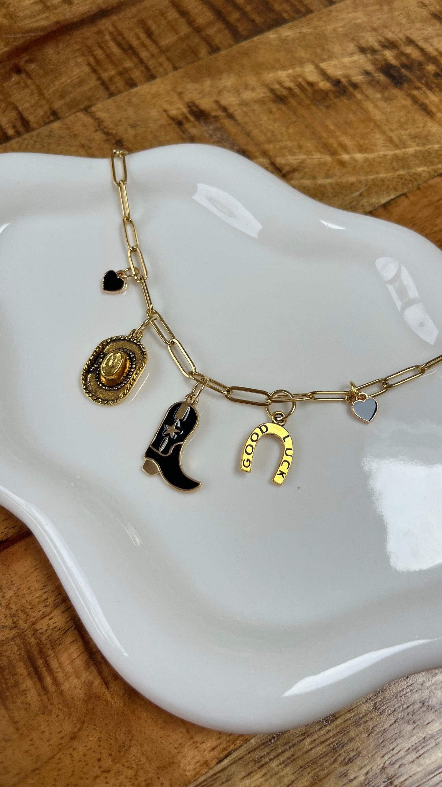 Black Cowboy Boot Charm Necklace