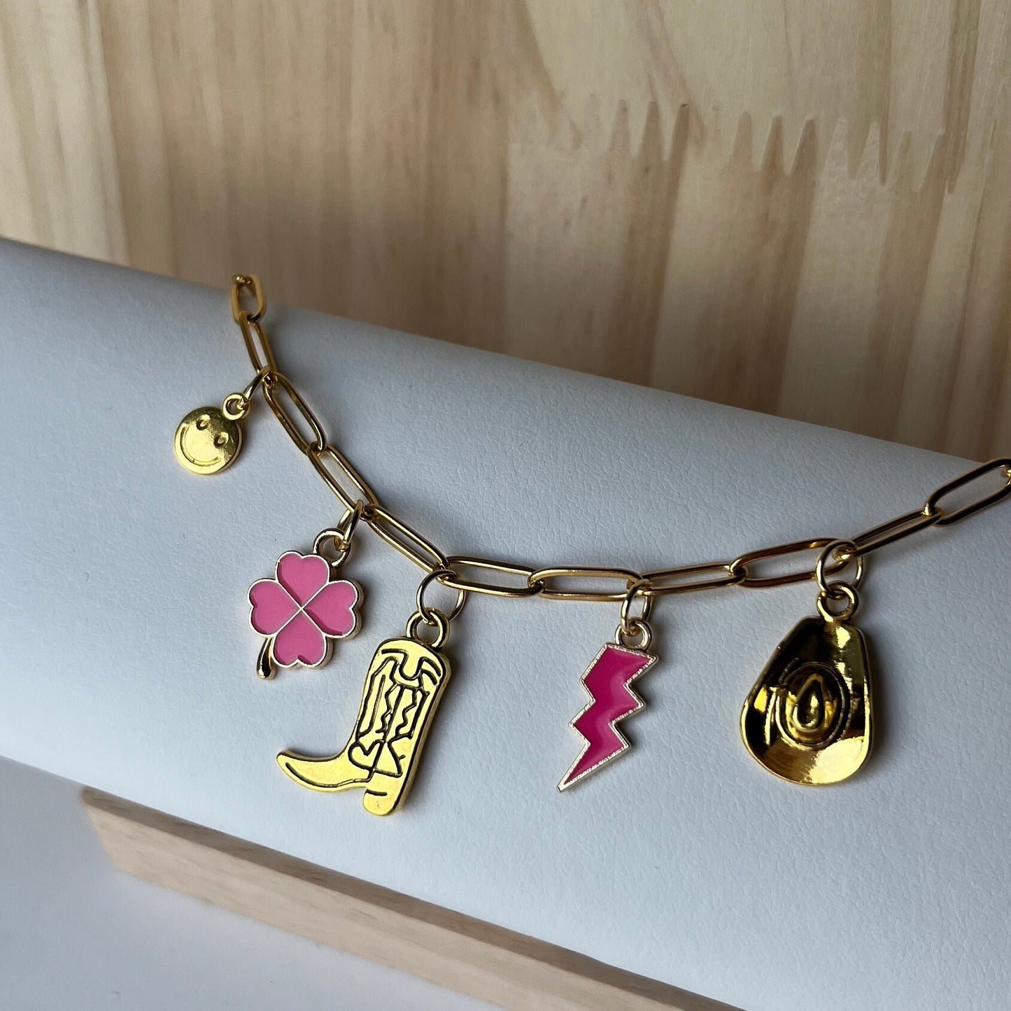 Pink Cowboy Boot Charm Necklace
