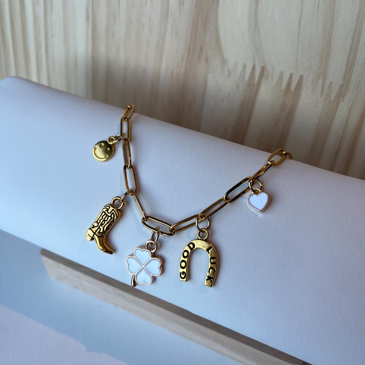White Clover Cowboy Boot Charm Necklace