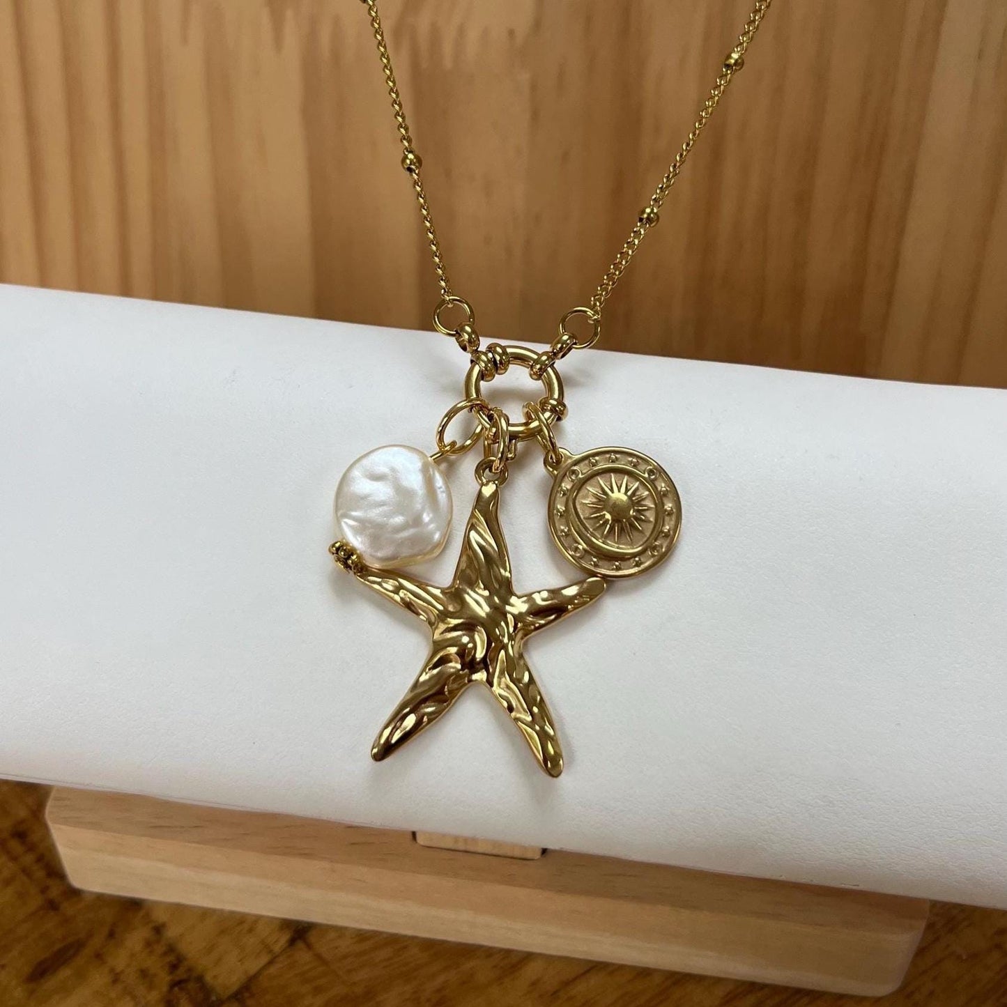 Pearl Starfish Dainty Gold Necklace