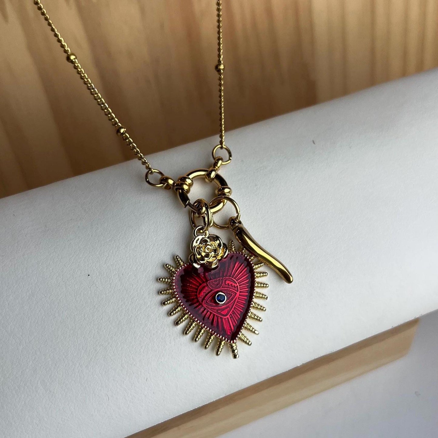 Red Sacred Heart Chilli Charm Necklace