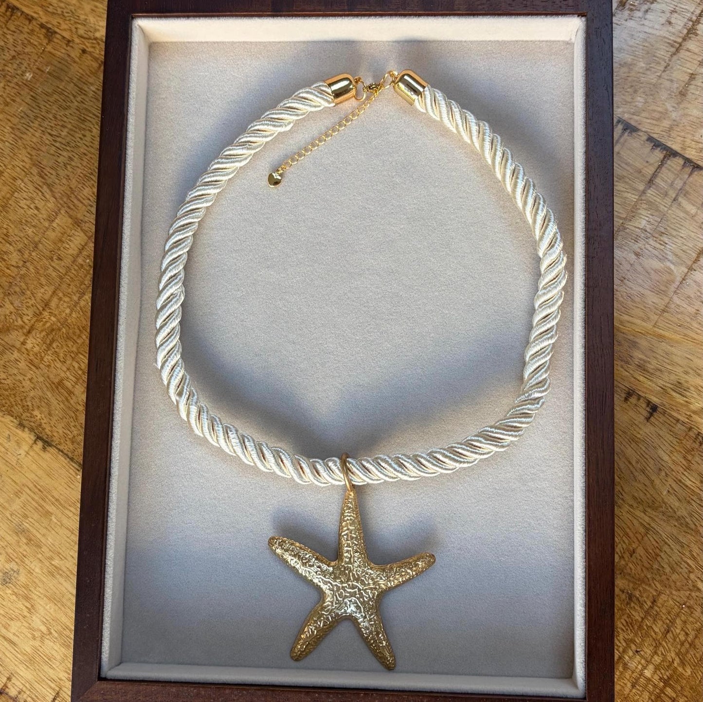 Gold Rope Starfish Charm Necklace