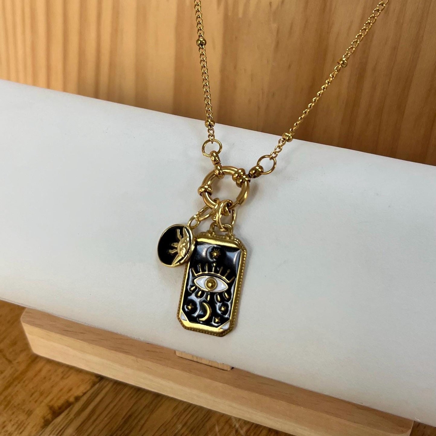 Black Moon Tarot Card Necklace