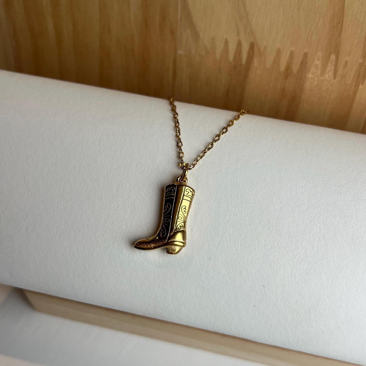 Gold-Plated Cowboy Boot Pendant Necklace