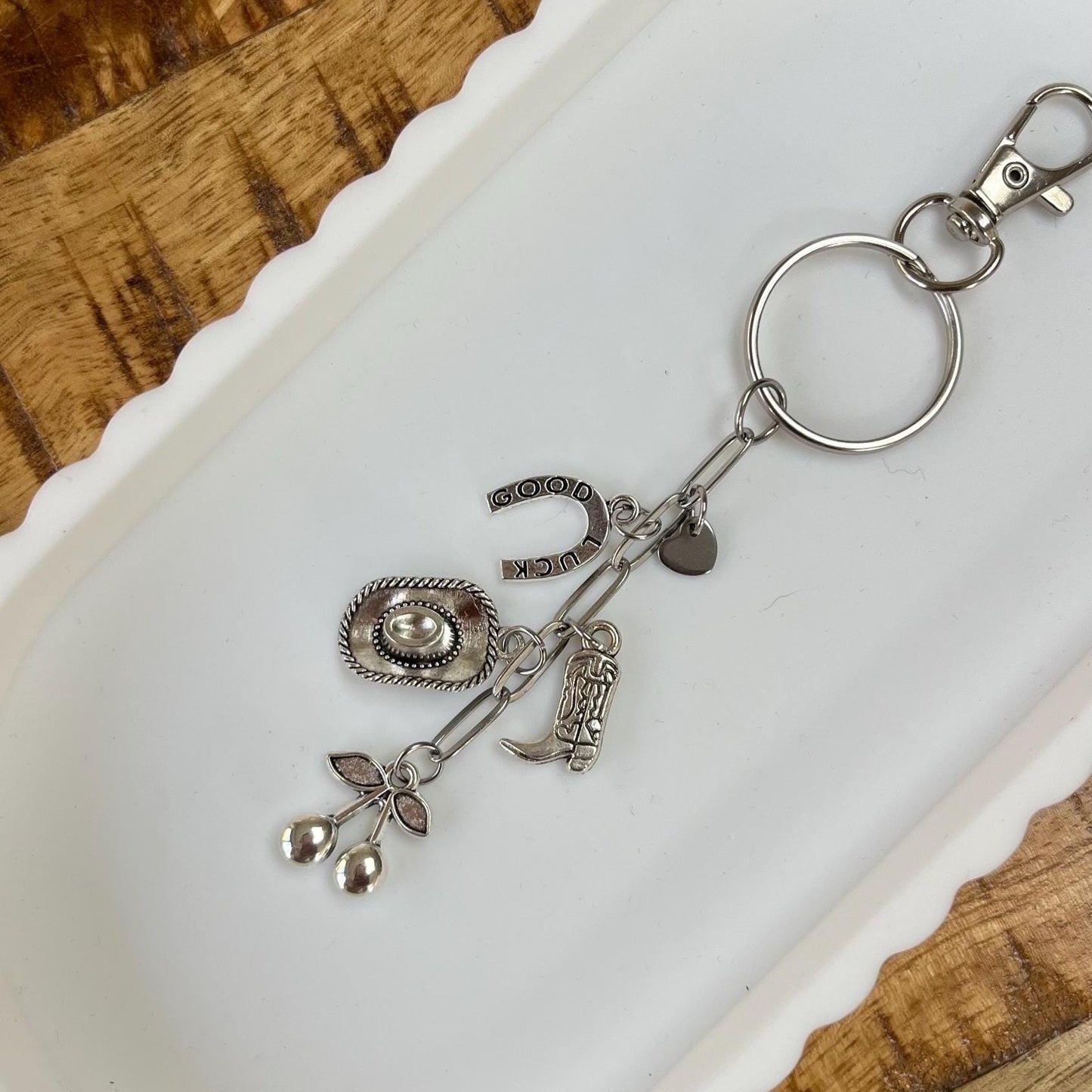 Ibiza Cowboy Boot Cherry Charm Keyring