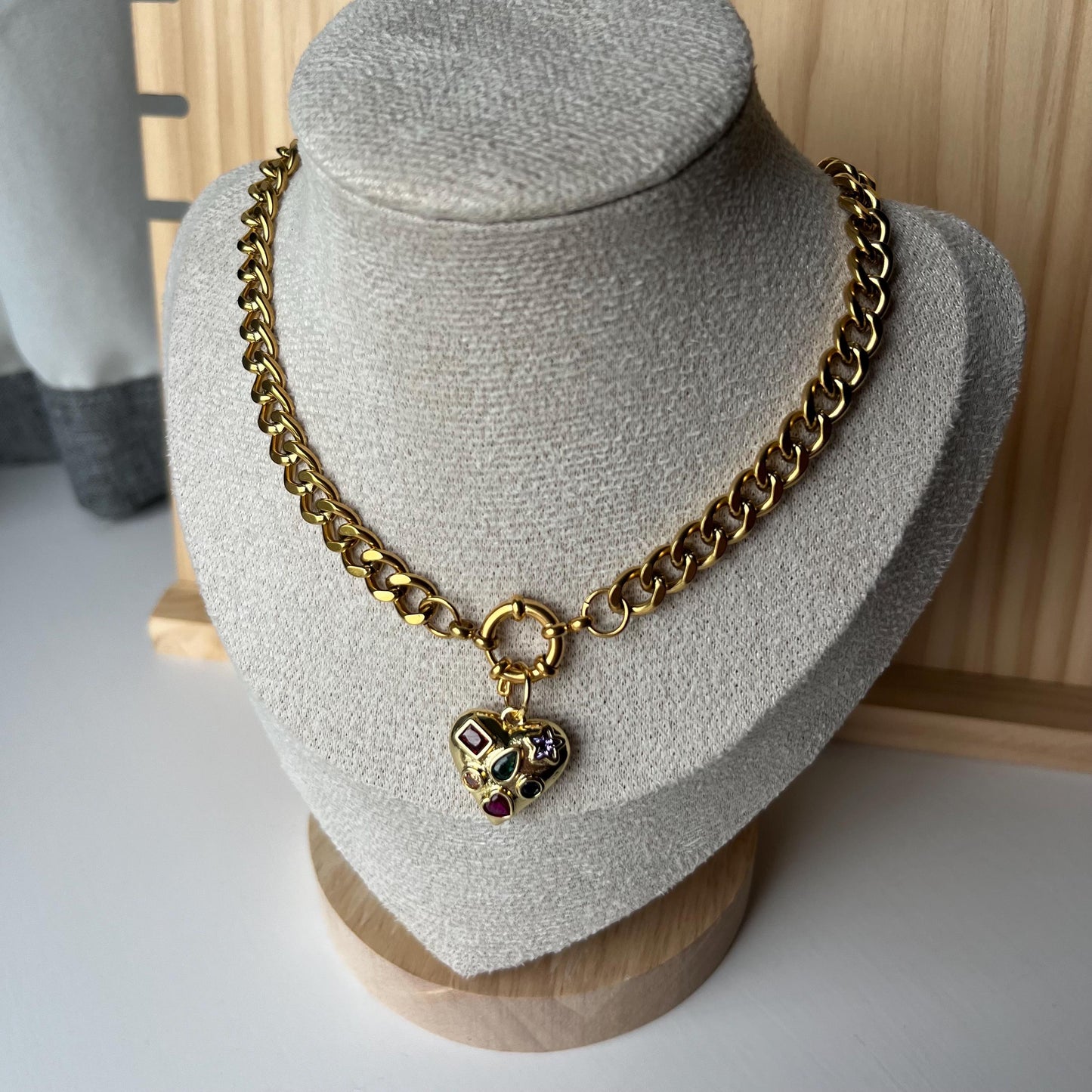 Chunky Heart Charm Necklace