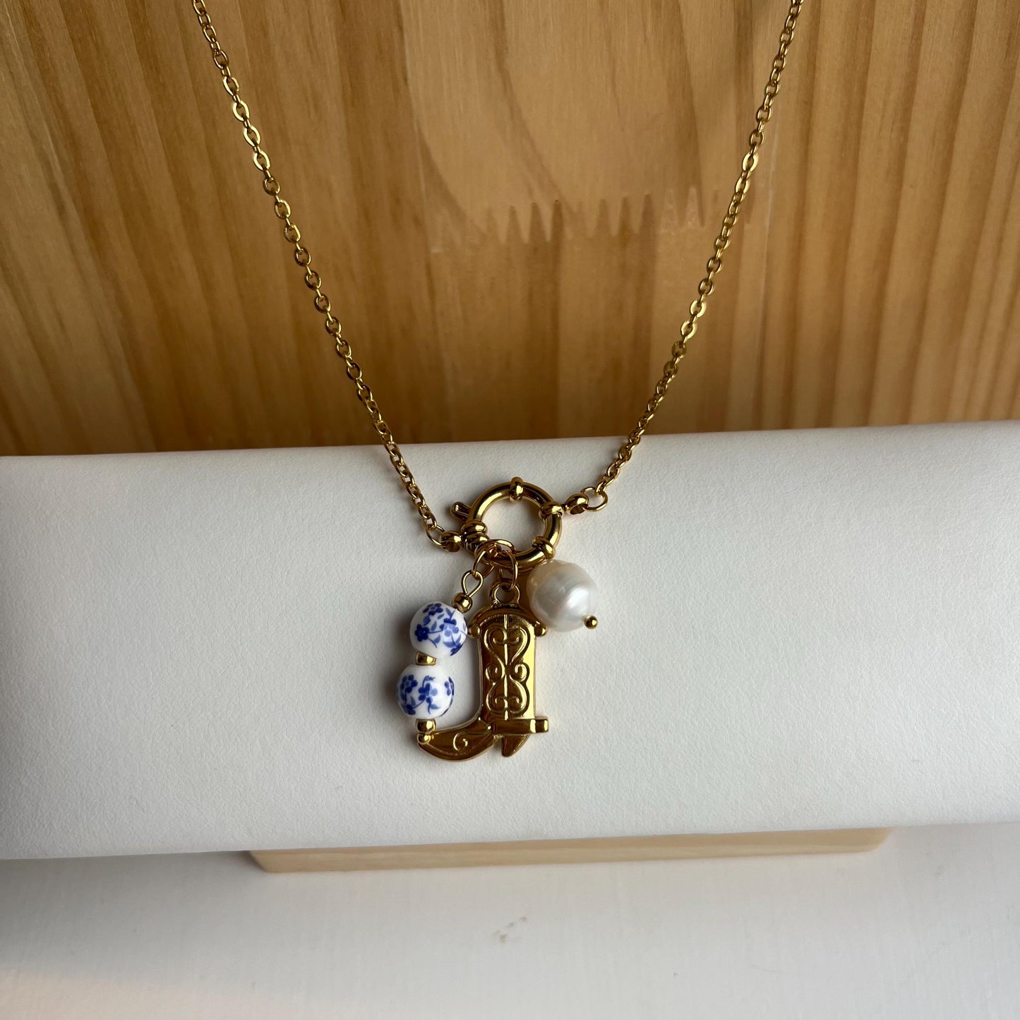 Gold Western Cowboy Boot Necklace
