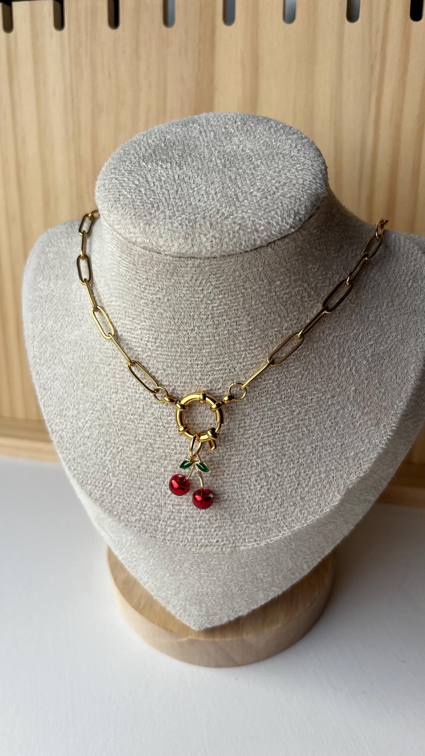 Juicy Cherry Paperclip Necklace