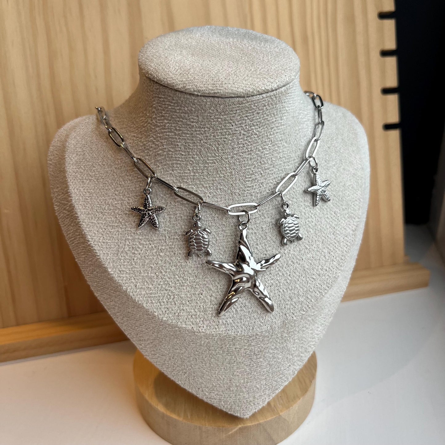 Silver Starfish Turtle Charm Necklace – Seaside Beach Jewellery